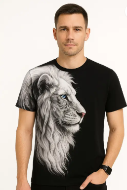 Men Printed Round Neck Polyester Gold T-Shirt